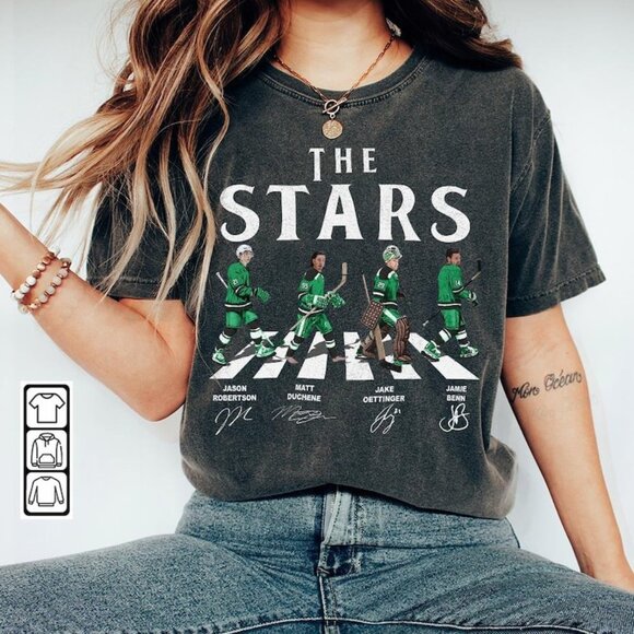 Stars Walking Abbey Road Signatures Ice Hockey Shirt, Jason Robertson Shirt - Picture 1 of 2
